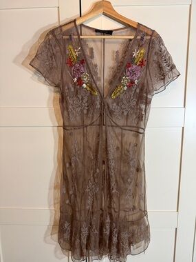 Twin-Set Taupe Mesh Top B4